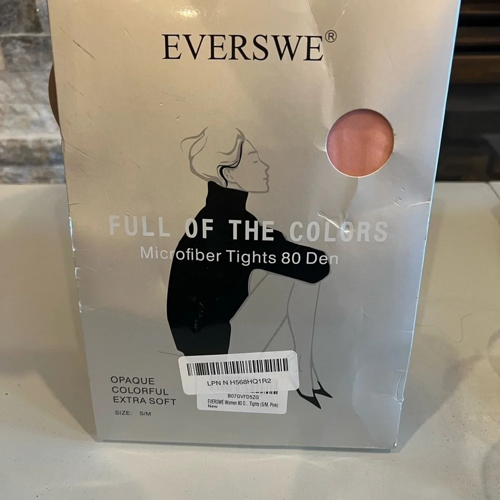 Everswe Women’s 80 Den Soft Opaque Microfiber Tights – Pink S/M NWT